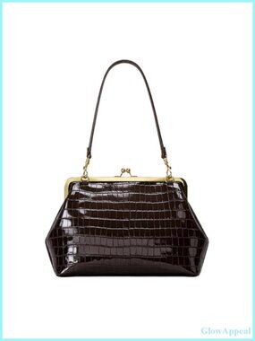 Women's PU Kiss Lock Tote Bag Medium Top Handle Shoulder Bag Clutch